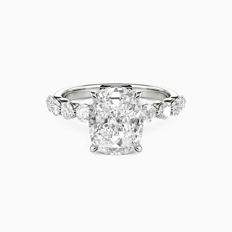 3ct Elongated Cushion Side Stone Engagement Ring