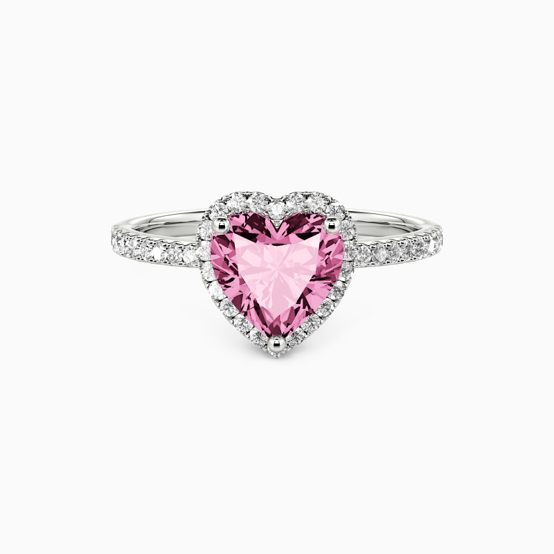 1ct Pink Heart Cut Halo Engagement Ring