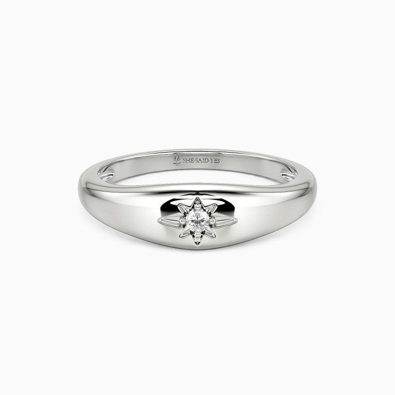 white gold star signet ring