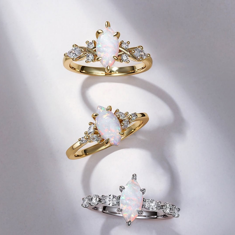 Opal engagement rings in different styles