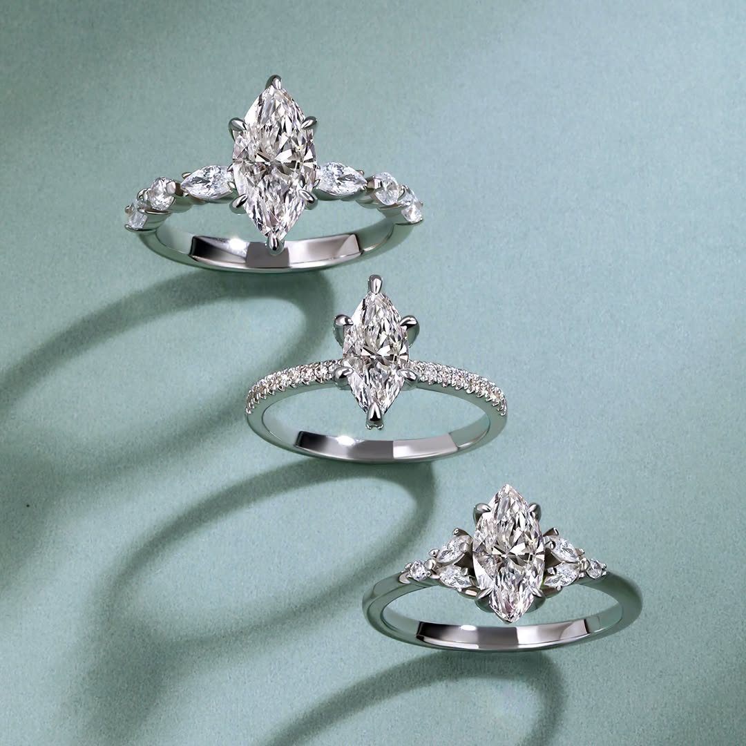 Three different marquise engagement ring style