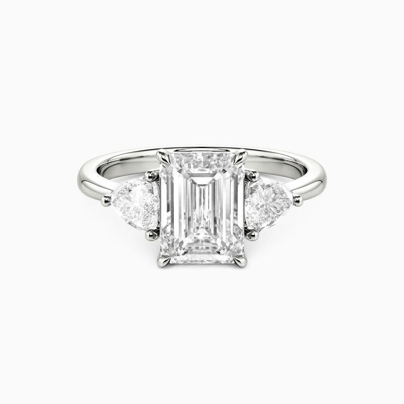 Emerald Cut Three Stone Engagement Ring